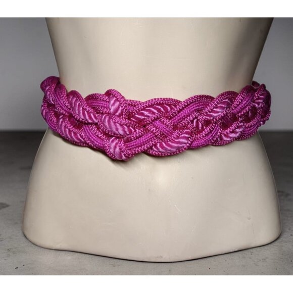 VTG Stretchy Hot Pink Braided Cinch Belt 30-32\